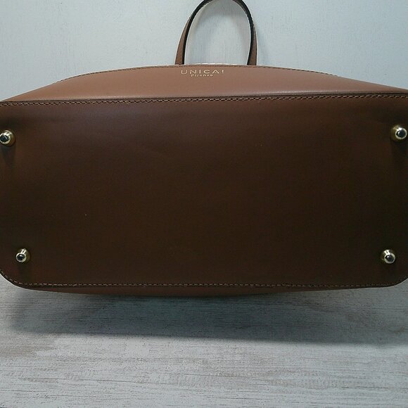 Designer Unica! Firenze Basket woven Saddle tan Leather Made in Italy - Picture 4 of 10